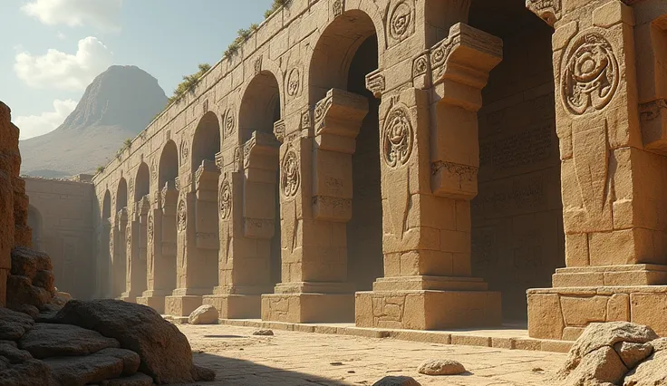 Ancient ruins with Nephilim inscriptions.
