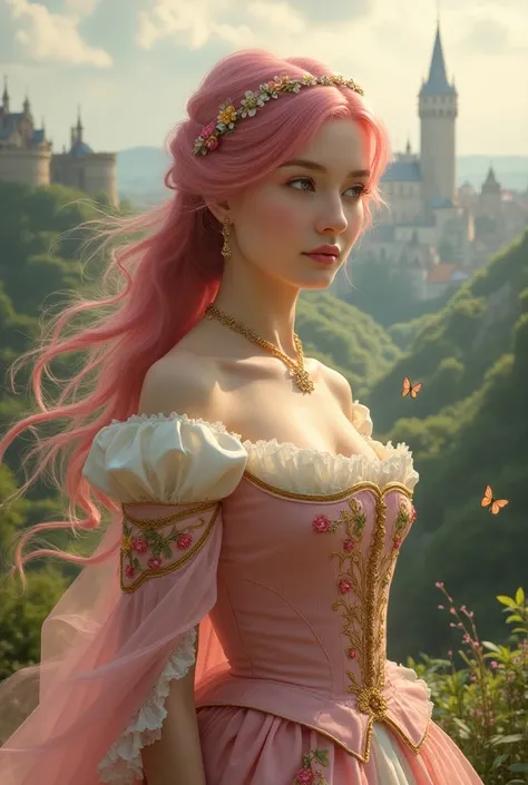 Historical manhwa
Lady
Pink hair
Medieval dress