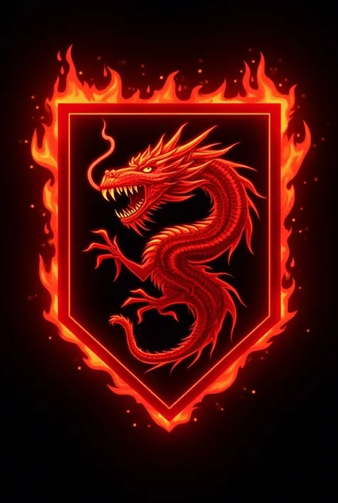 RED TEEM FIRE DRAGON LOGO WITH FRAME