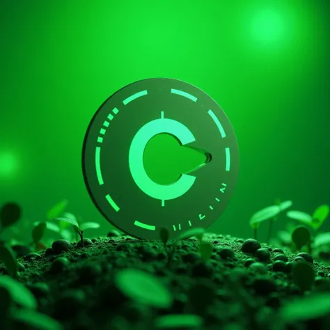 CRYPTOCURRENCY OF coin marketing cap, CHAINLINK, WITH GREEN BACKGROUND
