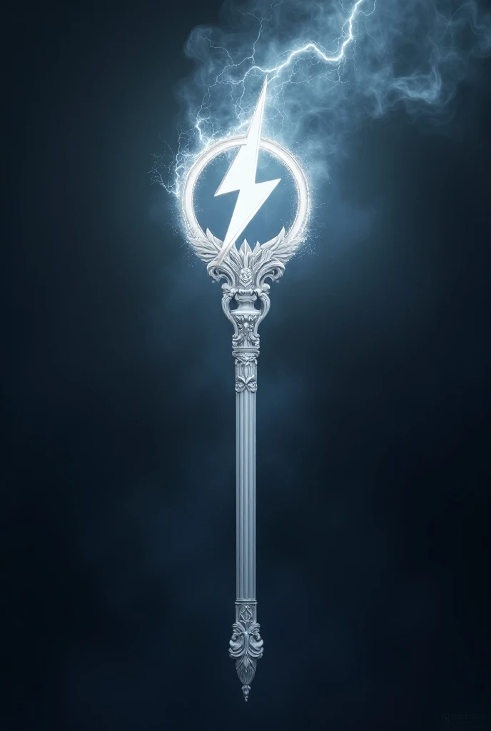 White scepter with lightning symbol 