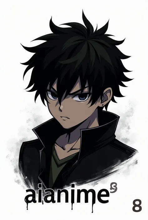 Generate a logo with an anime boy character and name AiAnime8 it character should be dark write the name there
