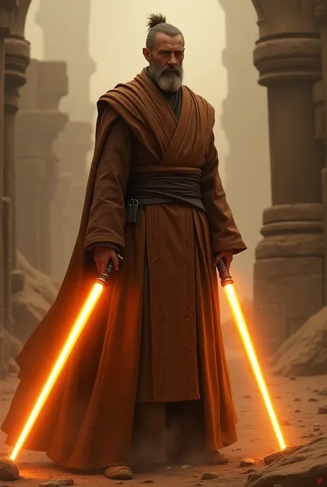 Revan with an orange light staff