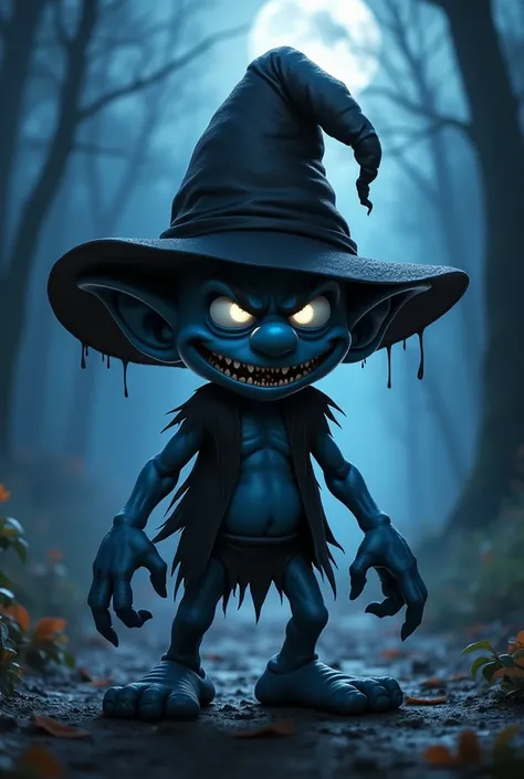 anime scary smurf with black hat