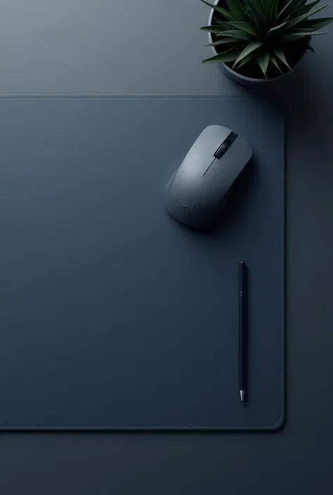 a dark blue and gray mouse pad with a top view with a mouse on the side 