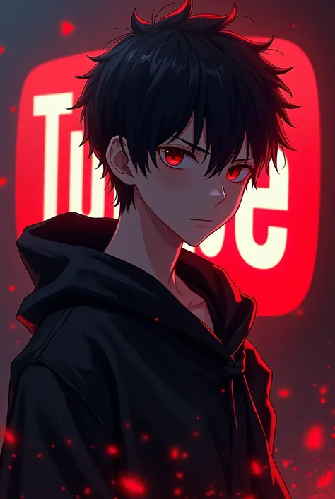 Generate an image for YouTube logo where an anime boy character with the channel name dark devil and the size of image is 3*3