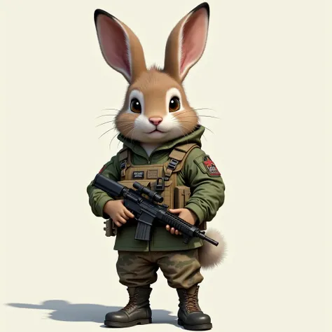 Rabbit Soldier， High Resolution ,  Anatomically Correct , detail, 