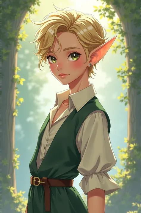 Anime Elf 16-Year-Old Man Short Hair Blonde Light Skin Tone Cute And Handsome 