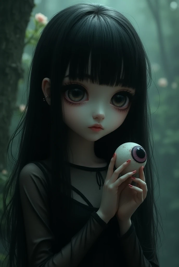 The ghost with the eyeballs 、Age 15、Age 15、 Beautiful Girl、 black hair long hair 、With bangs、The ghost with the eyeballs 、 Im playing with an eyeball about the size of an apple as a beanball、I dont have eyes on my face 、 the part I have eyes with a black h...