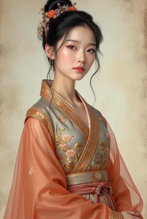 Vintage Chinese Woman With Sweet Face Wearing Han Fu Dress
Bildkunst