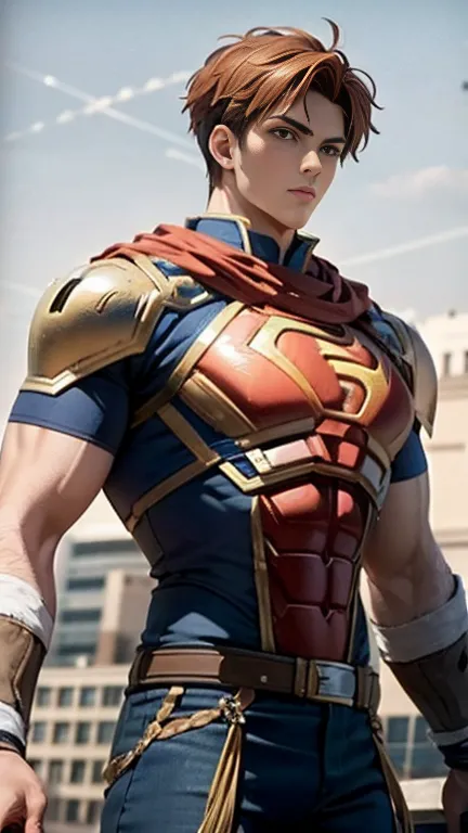 (high-definition cg), (best quality),   superhero with a beautiful body, hero costumes , handsome and cool young man ,   slim an...