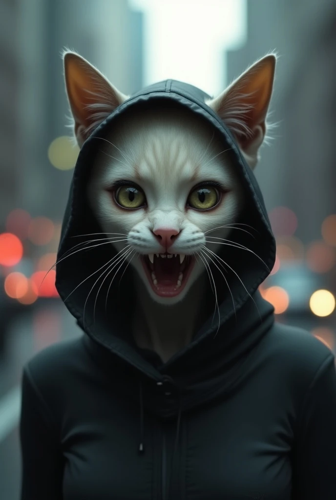 a female cat humanoid with large eyes, open mouth, highly detailed facial features, beautiful detailed eyes, extremely detailed face, long eyelashes, finely detailed skin, (best quality,4k,8k,highres,masterpiece:1.2),ultra-detailed,(realistic,photorealisti...