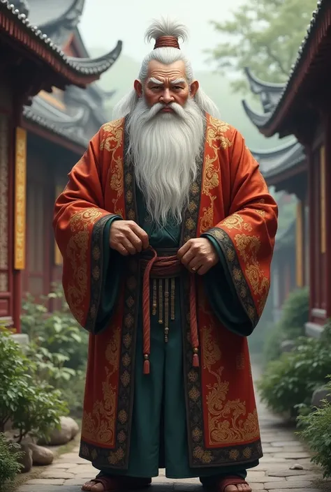 Draw a burly looking ChIna with a white beard