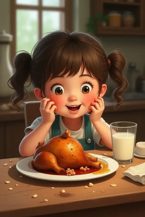 CUTE GIRL EATING CHICKEN 