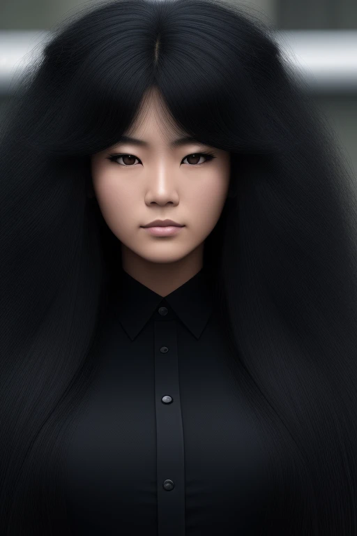 jet black hair,most very long hair,most very lion hair,most very wolf hair,most very frizzy hair,coarse hair,most very spread hairstyle,thick hair,fluffy hair,most very heavy weight hair,most very voluminous hair,shiny jet black hair,female jail officer,bl...