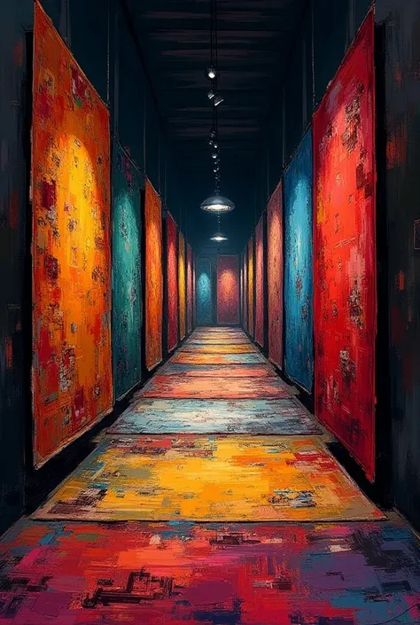  Let me make an ablogue for the carpet shop. And let it use a lot of color and black in a long hall