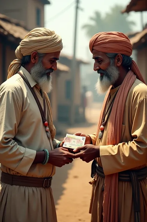 Two Indian man sharing money