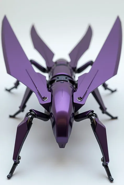  Achieves extreme flexibility and speed ， angular ,  angled purple metal wings and smooth ,  The body and limbs of the insect are covered with sturdy .  The plate is precision-machined ,  gives exquisite ,  geometric mechanical beauty .  to create a simple...