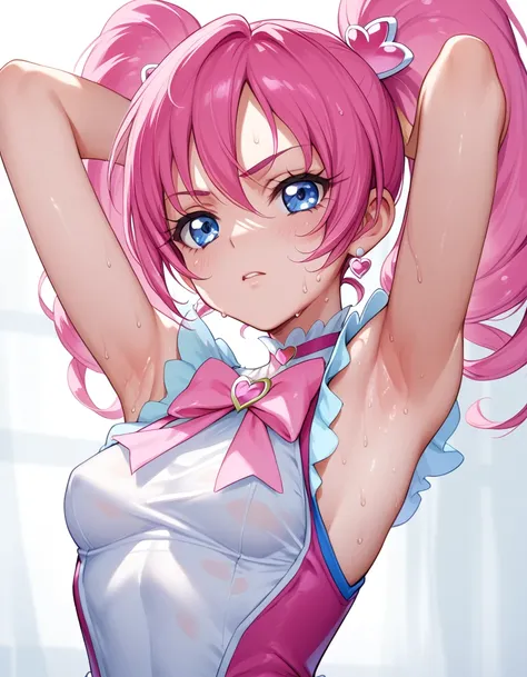 Cure melody,pink hair,twintails,armpit,sweating