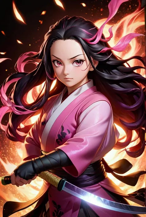 Demon Slayer: Nezuko Kamado ( Artwork:Photo,  Highest image quality , Hologlanz ,  various colors ,  glitter and lighting effects .