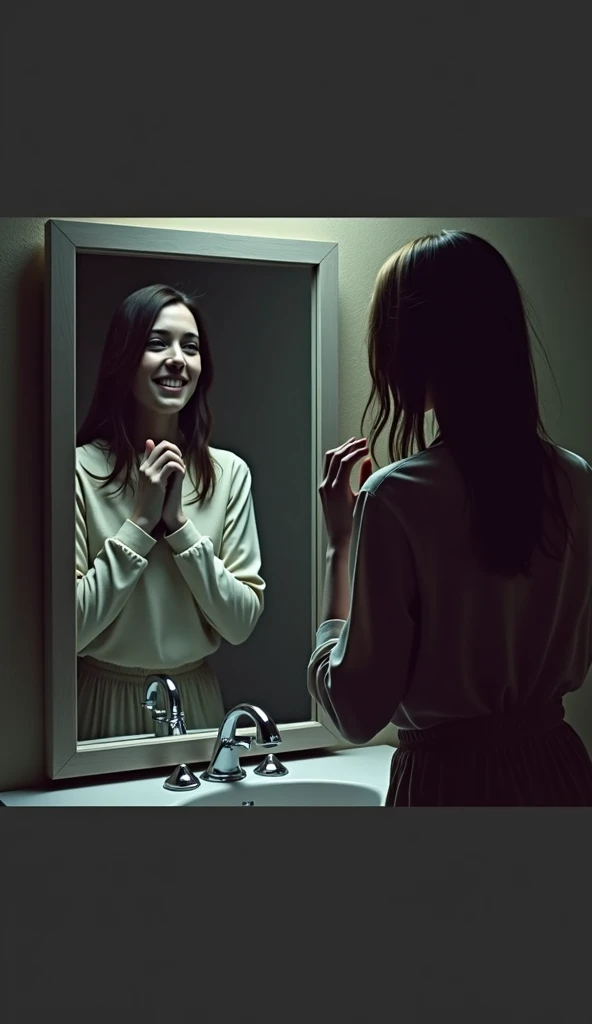 The Reversed Reflection
As a person stands in front of a mirror fixing their hair, they notice that their reflection isn’t moving in sync. When they raise their right hand, the reflection raises its left hand... and smiles.