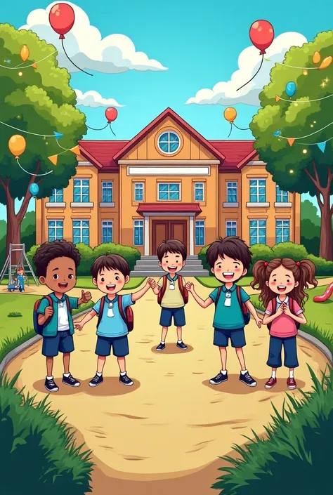 I want a cartoon mural for a school anniversary