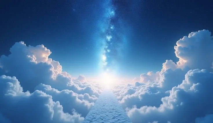 It extends far beyond 雲 ,   The many beautiful stars above 、 above the clouds.  pure white place  . Mysterious Alley .   Alley to Heaven  .  bright ,   alley 、 I cant see anything other than the . It&#39;s like a dream. It extends far beyond  