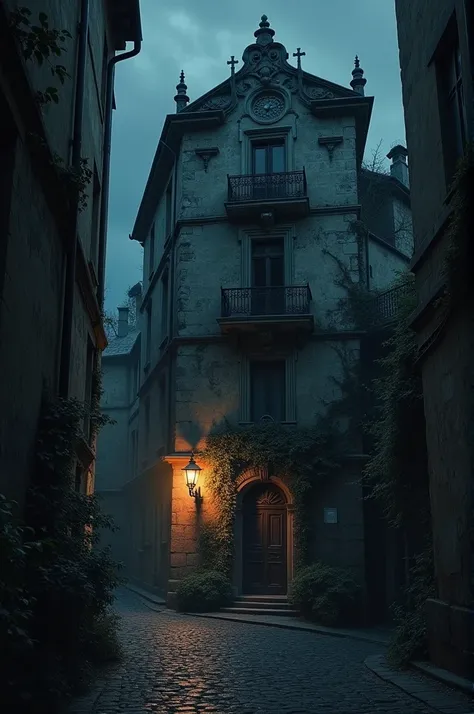 Dark and old house in Rome at night