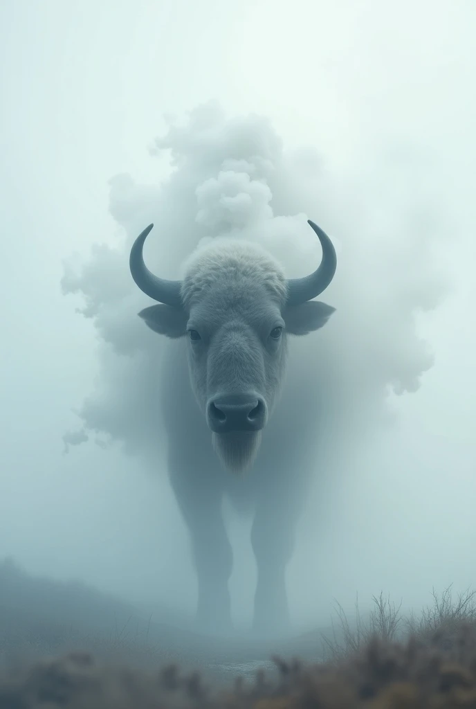 Un bison fait a base de fumée blanche 