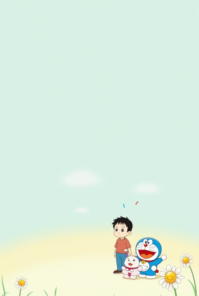 doremon and nobita with simple plain background