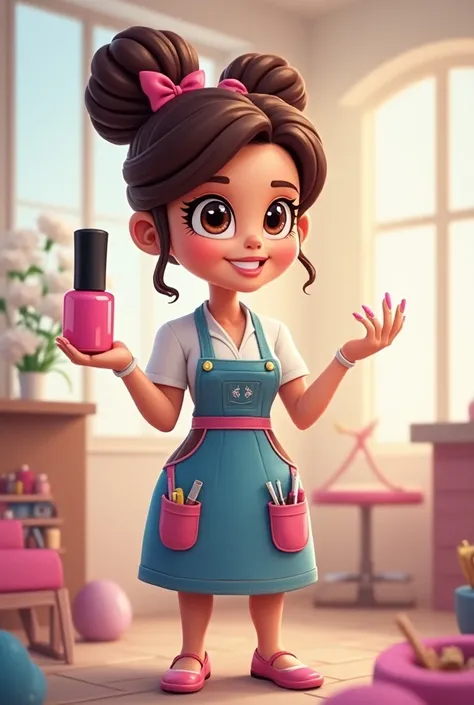  A mascot to represent a woman who works doing Nails can be designed with the following characteristics:

Visual

1.  Main traits :  A welcoming and professional style ,  with a modern twist .


2. Outfit:  elements A colorful apron with pockets ,  contain...