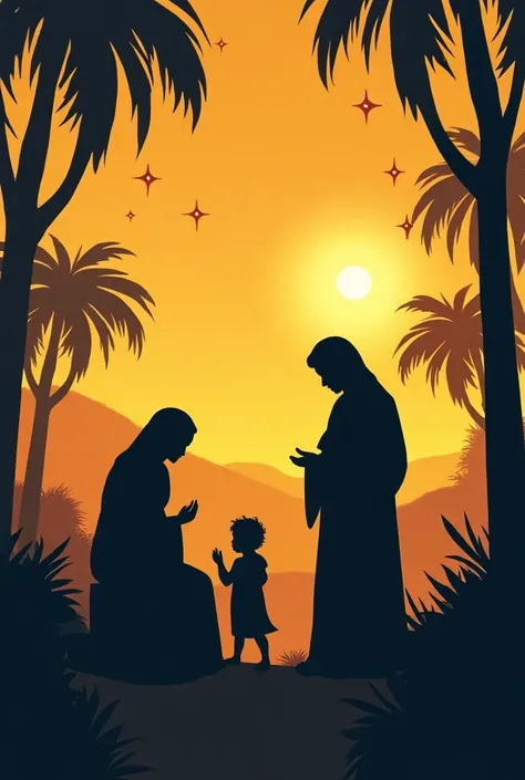 A Latin American Christmas birthday wherever San Jose is, The Virgin Mary and the Child Jesus .  The image must be vectorized to be used for graphic design. silhouette only