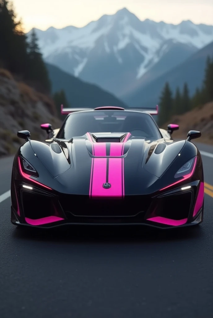 Black Fox car with pink stripes 
