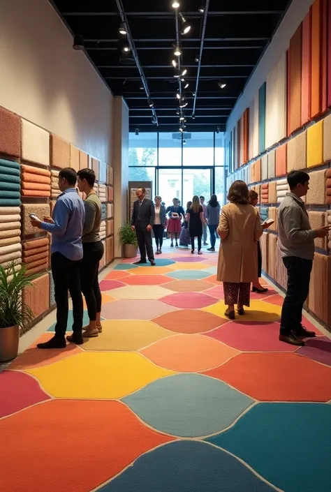 Carpet store customers are buying carpets colorful in modern style