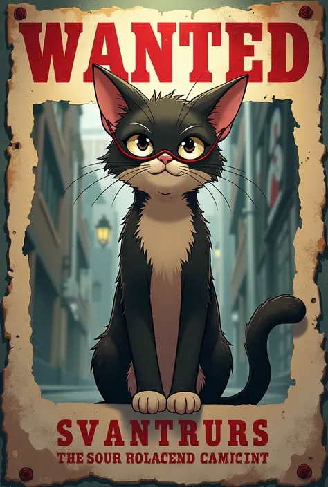 A wanted poster of an anime cat