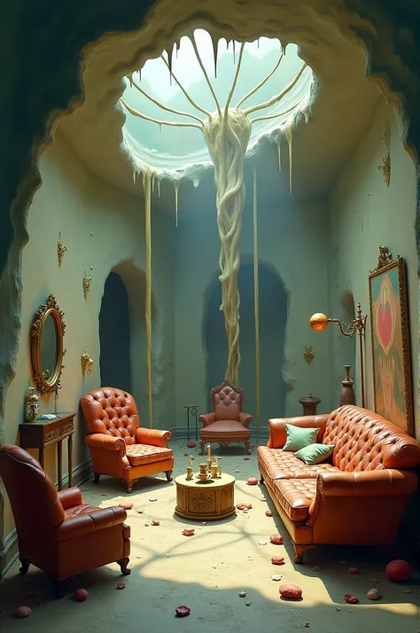 Living room in the style of Salvador Dali 