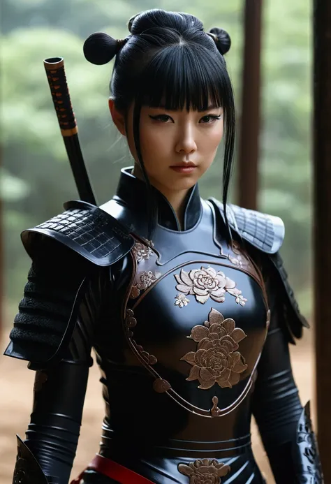 Samurai girl in latex suit 