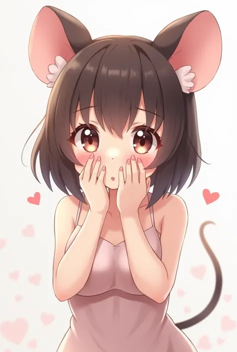 Cute mouse covers her tits with her hands anime girl 