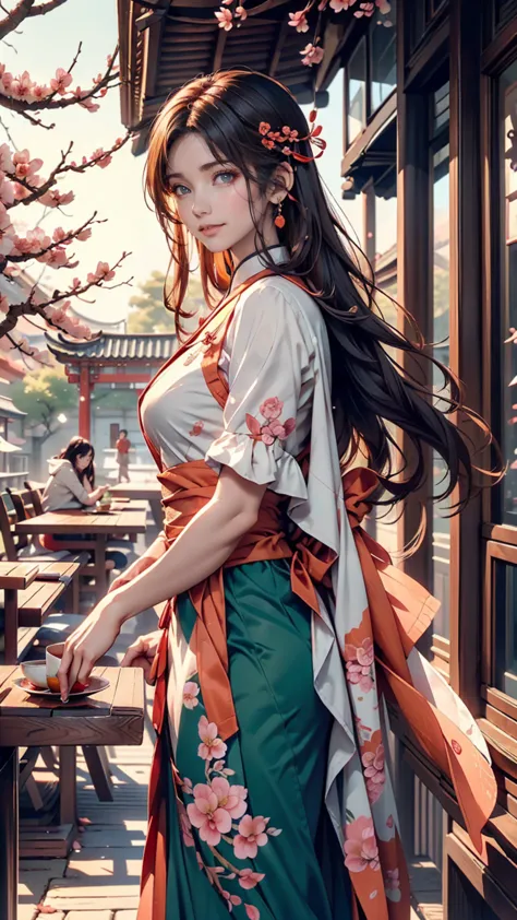 The east wind picks up spring clothes, Walking in search of scent、come back. The red mirror-like peach blossoms smile, Green willows and swallows flying together. A poor vanilla wandering the winding road, Melancholy Qiaolin Hanging Luo Hui. Remember where...