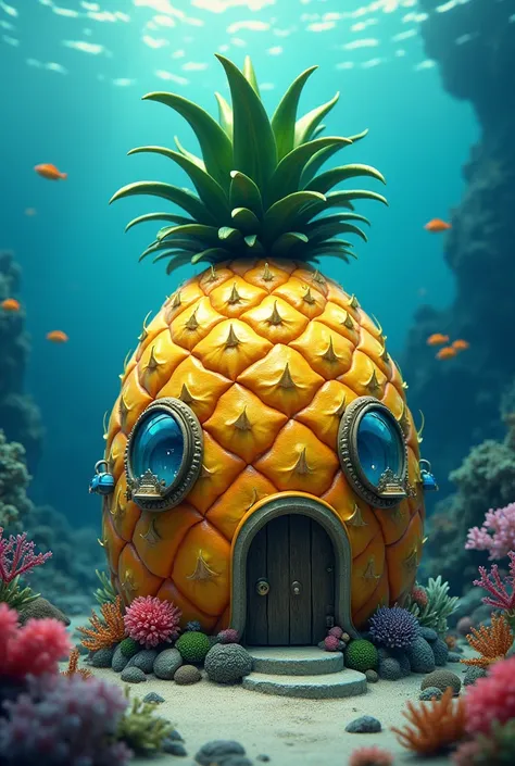 Pineapple house at the bottom of the sea、 Very Detailed