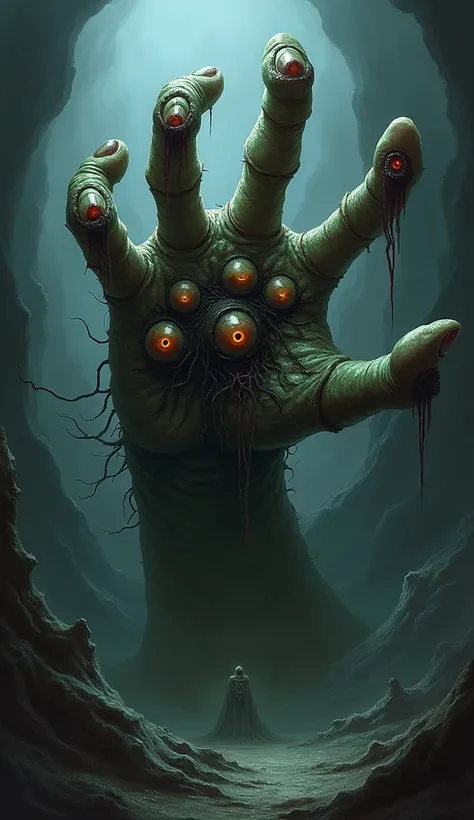 Horror hand monster have lots of eyes