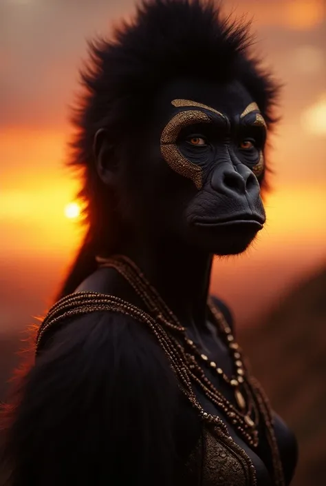 , stunning african GORILLA  princess, afrofuturism style, african princess, black african princess, afrofuturism, african queen, stunning portrait, 8k artistic portrait photography, afrofuturistic, anthropological photography, afrofuturist, futuristic himb...