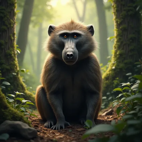 Normal image of baboon in forest 