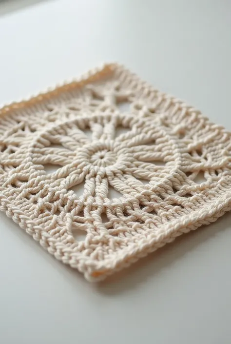 Create an image of a crochet square made all with high stitches