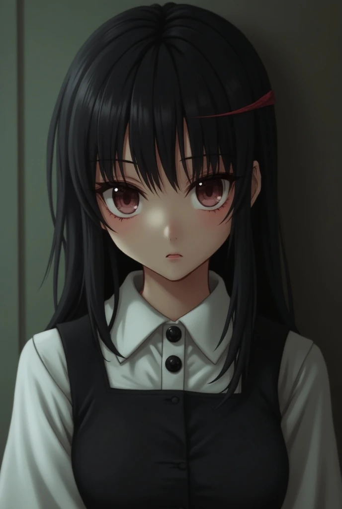 Female middle school student //comeliness/Cuteness/Sluggish /Thin body and arms/Summer clothes/ black skirt and white-colored shirt / Buttons are black / black stockings/ black long hair /Sweaty clothes / napped / being tortured and molested by three men/ ...