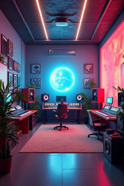 A futuristic music studio in simple with wonderful vibe
