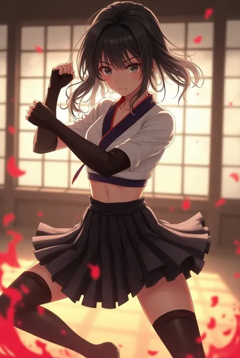 Sexy schoolgirl in martial arts anime 