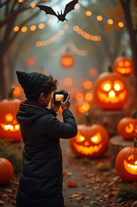 Bram took a picture of the magical area with Jawr Kos Halloween pumpkins