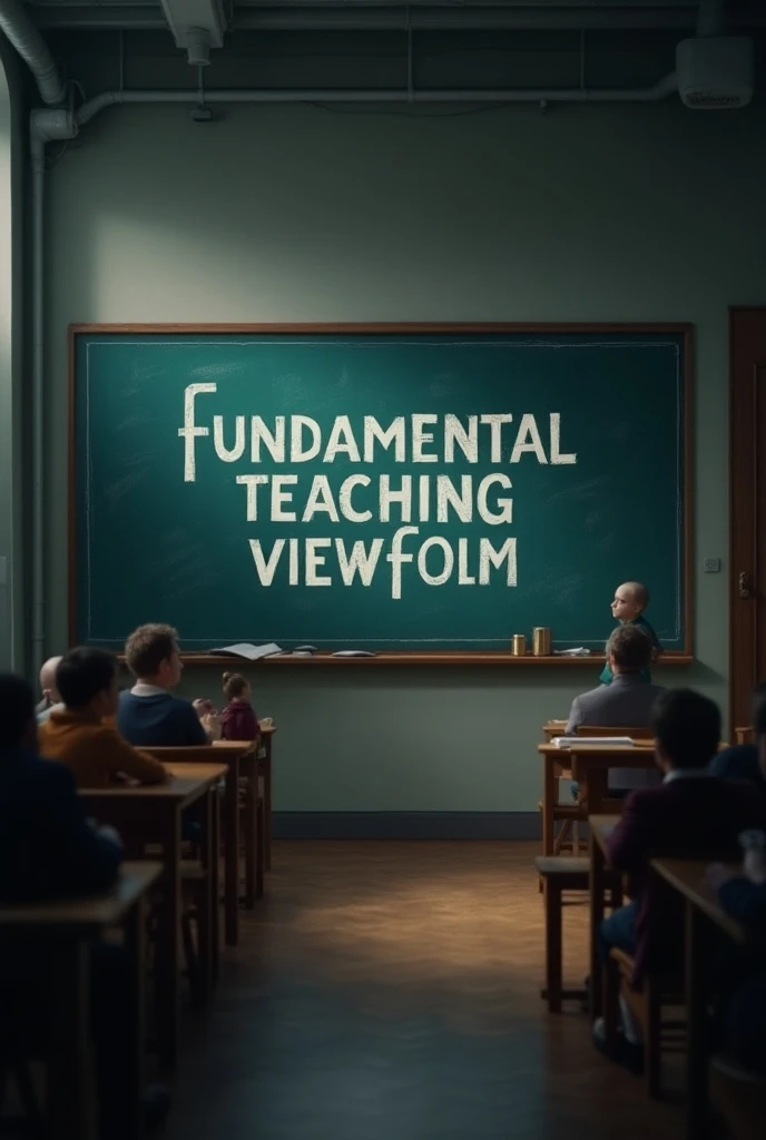 Explain the fundamental teaching line with fundamental view point written on the board in bigger words 1280×720 pixels size photo 