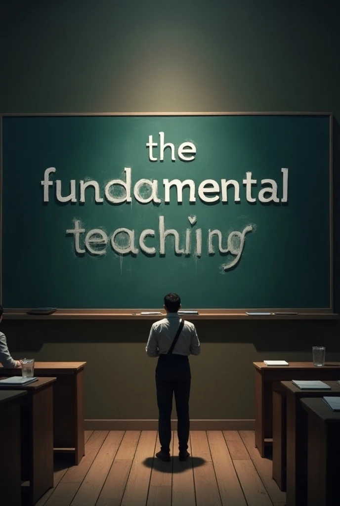 Explain the fundamental teaching line with fundamental view point written on the board in bigger words 1280×720 pixels size photo 